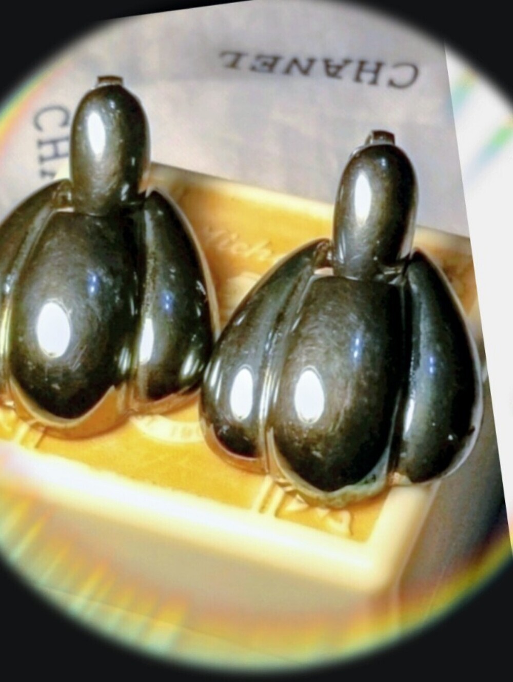 GIVENCHY PARIS NY Gun Metal Vintage Earrings